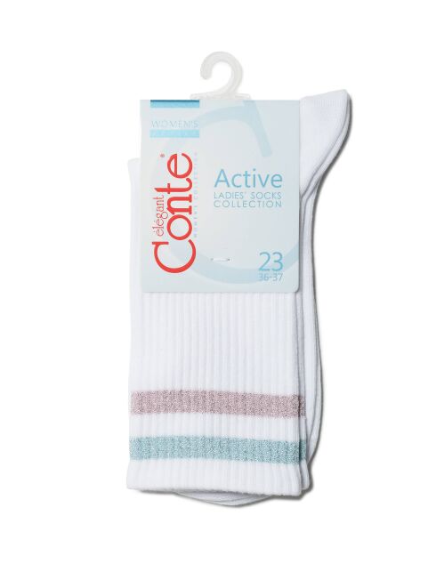 Удлиненные хлопковые носки ACTIVE с яркими полосками из люрекса - купить в интернет-магазине Conte