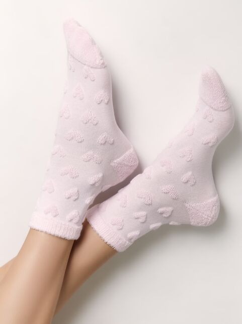 Махровые носки из хлопка с объемным рисунком «сердечки» COMFORT, модель 549 - купить в интернет-магазине Conte