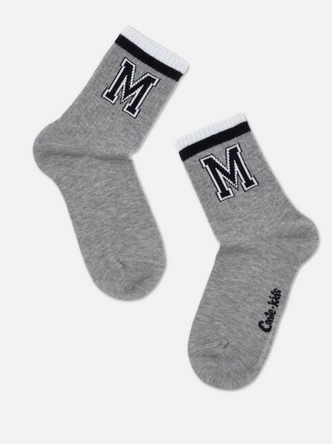 Удлиненные носки из хлопка в рубчик с рисунком "Letter" Удлиненные носки из хлопка в рубчик с рисунком "Letter" - купить в интернет-магазине Conte