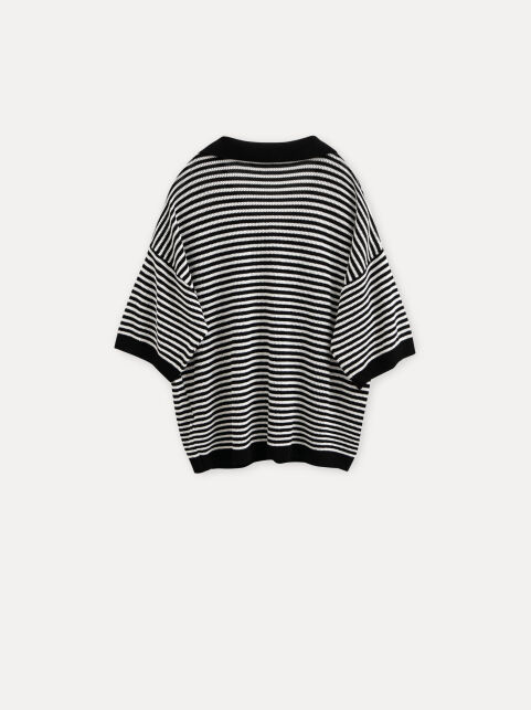 Джемпер-поло в полоску из пряжи с вискозой LDK25140 - купить в интернет-магазине Conte