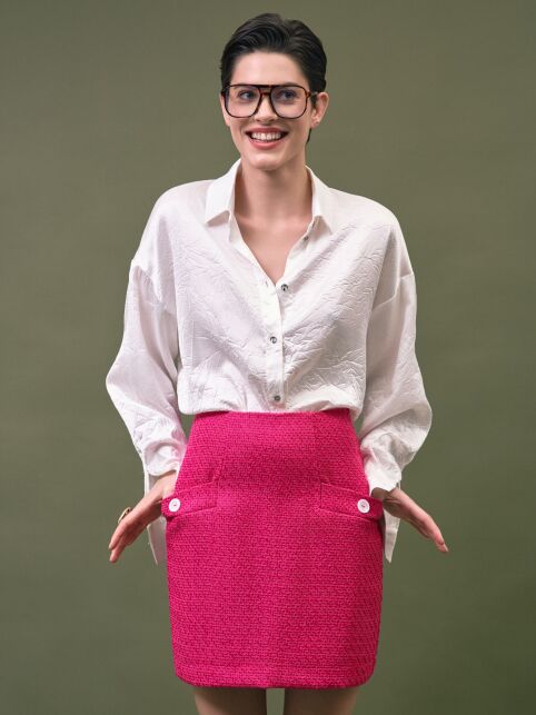 Юбка-mini розовая из фактурного твида LU 3273 - купить в интернет-магазине Conte