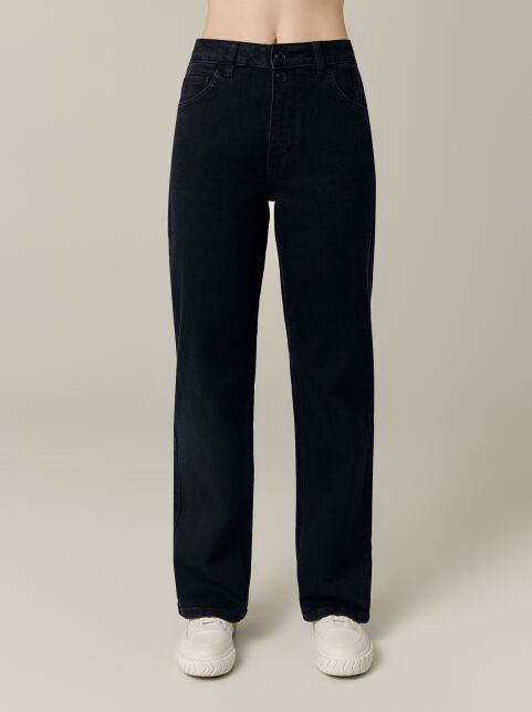 Черные джинсы straight с застежкой на две пуговицы CON-678 - купить в интернет-магазине Conte