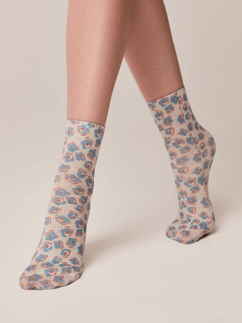 Носки из хлопка и льна «Blue flowers» - купить в интернет-магазине Conte