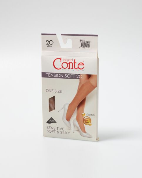 Тонкие эластичные женские гольфы TENSION SOFT 20 (1 пара в упаковке) цвет натурал - купить в интернет-магазине Conte