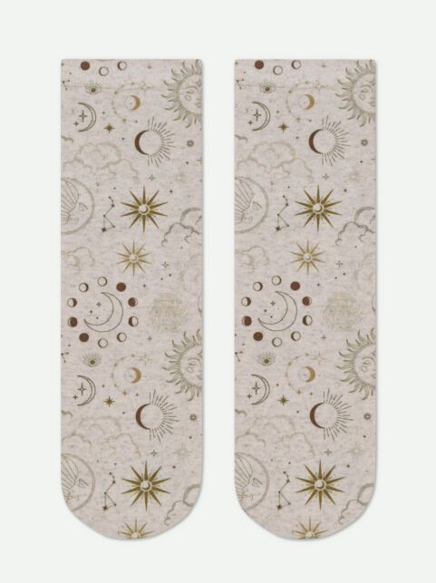 Носки с принтом из смесовой пряжи с хлопком и льном «Сosmos» - купить в интернет-магазине Conte