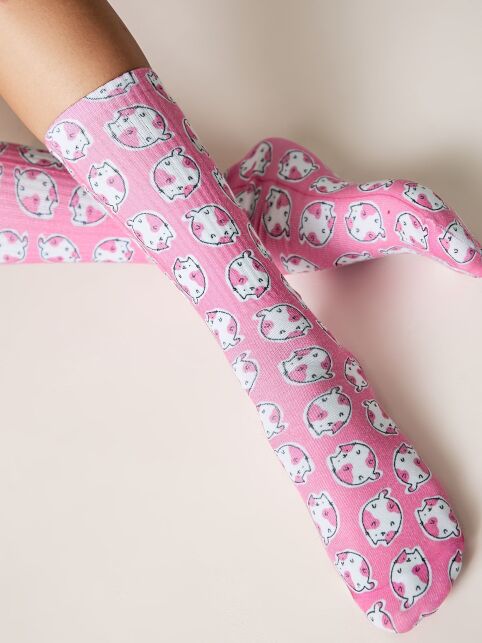 Удлиненные носки из лимитированной коллекции с рисунком «Котики» - купить в интернет-магазине Conte