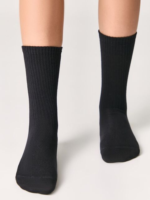 Удлиненные детские носки из хлопка в рубчик Удлиненные детские носки из хлопка в рубчик - купить в интернет-магазине Conte