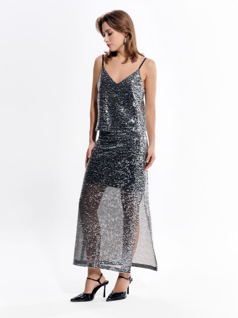 Топ с V-образным вырезом c пайетками на подкладке LTD 3151 Топ с V-образным вырезом c пайетками на подкладке LTD 3151 - купить в интернет-магазине Conte