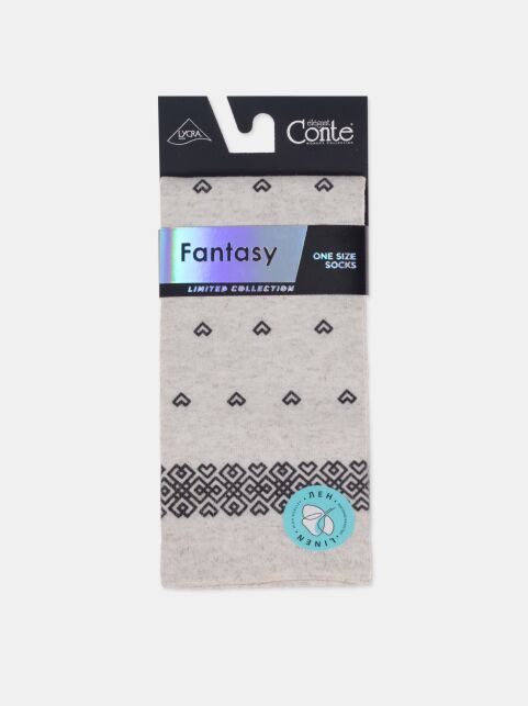 Носки из смесовой пряжи с хлопком и льном «Сердечки» - купить в интернет-магазине Conte