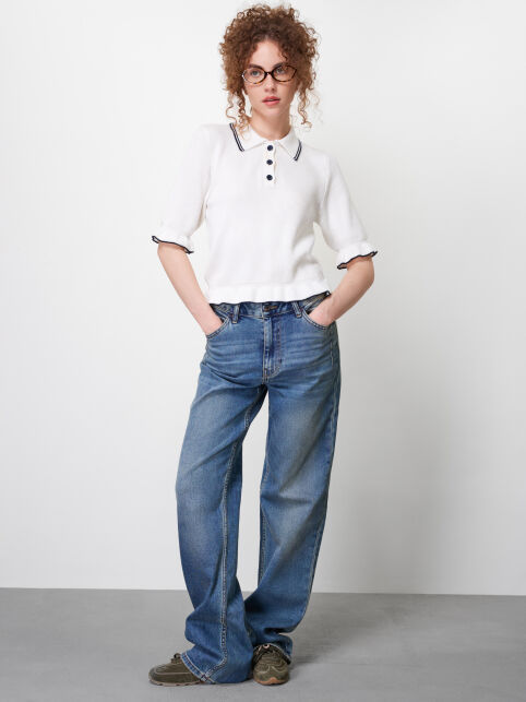 Джемпер-поло с воланами из пряжи с хлопком LDK2635 - купить в интернет-магазине Conte