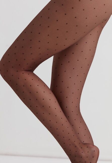 Колготки женские в горошек DOTS Lycra® шоколадного цвета - купить в интернет-магазине Conte