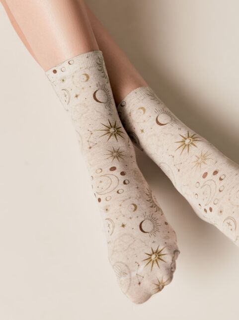 Носки с принтом из смесовой пряжи с хлопком и льном «Сosmos» - купить в интернет-магазине Conte