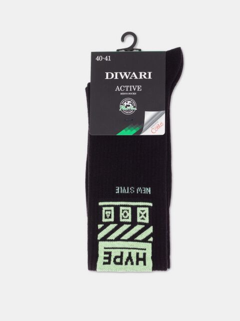 Удлиненные мужские носки из хлопка в рубчик со светонакопительным рисунком «Hype» - купить в интернет-магазине Conte