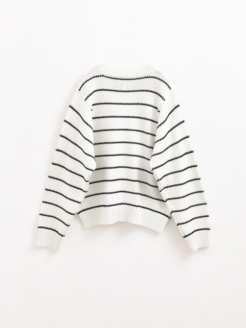 Джемпер объёмного силуэта в полоску из пряжи с хлопком LDK 24114 - купить в интернет-магазине Conte