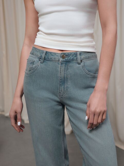 Синие джинсы straight ULTRA-LONG с эффектом зелёного тинта CON-830 - купить в интернет-магазине Conte