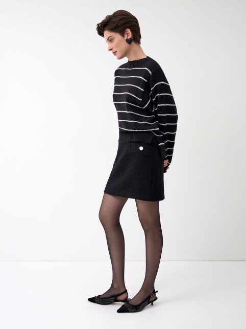 Джемпер объёмного силуэта в полоску из пряжи с хлопком LDK 24114 - купить в интернет-магазине Conte