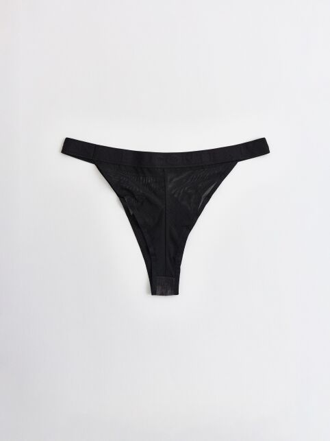 Трусы «танга» из хлопка в рубчик и эластичной сеточки RIB WITH MESH LTA 2495 - купить в интернет-магазине Conte