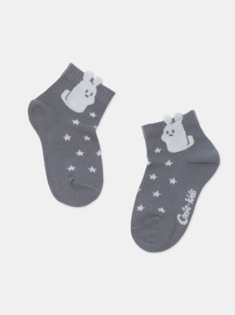 Серые носки из хлопка с декоративным 3D-пикотом “Rabbit” - купить в интернет-магазине Conte