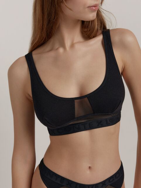 Бюстье из хлопка в рубчик и эластичной сеточки RIB WITH MESH LBE 2492 - купить в интернет-магазине Conte