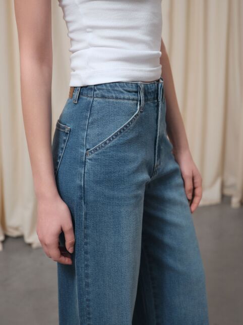 Джинсы wide leg ULTRA-LONG с талиевыми вытачками по спинке CON-806 - купить в интернет-магазине Conte