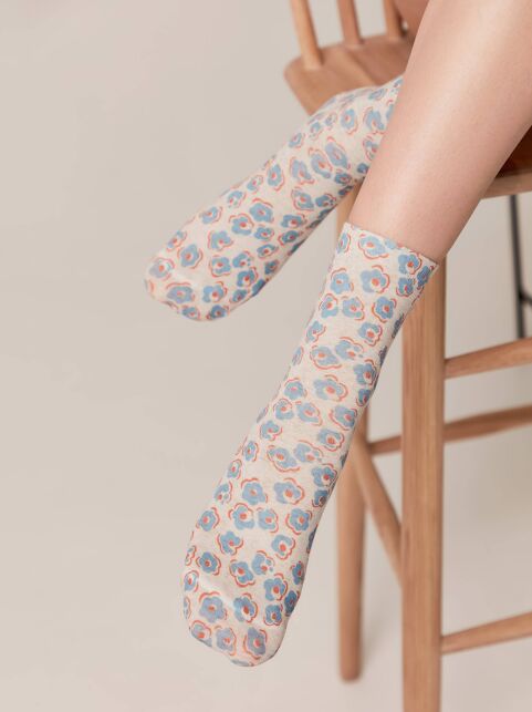 Носки из хлопка и льна «Blue flowers» - купить в интернет-магазине Conte