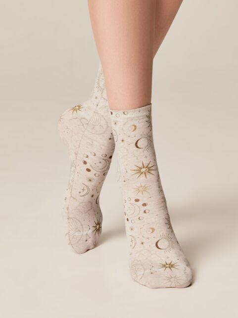 Носки с принтом из смесовой пряжи с хлопком и льном «Сosmos» - купить в интернет-магазине Conte