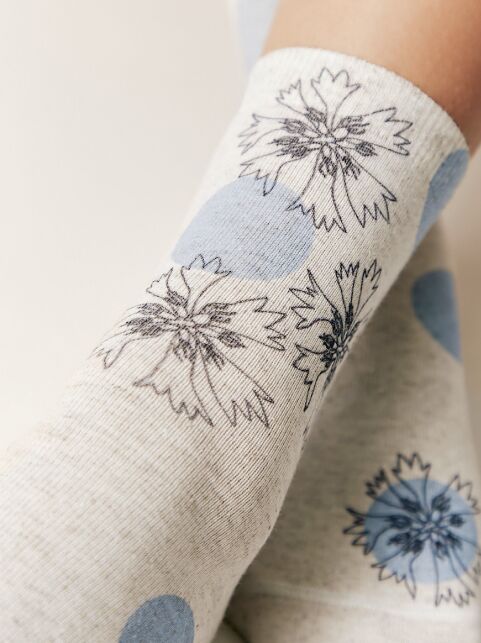 Носки из смесовой пряжи с хлопком и льном в цветочном принте - купить в интернет-магазине Conte