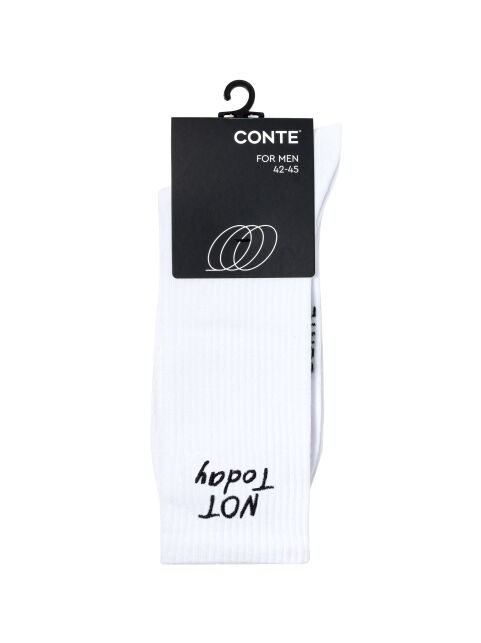 Удлиненные мужские носки в рубчик с вышивкой «Not today» - купить в интернет-магазине Conte