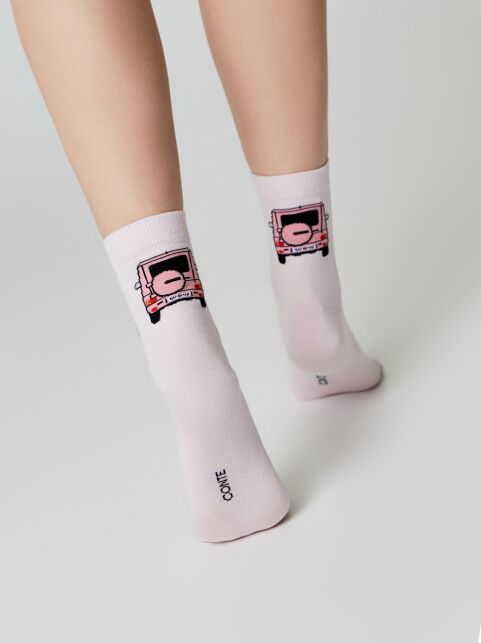 Хлопковые носки с рисунком «pink jeep» - купить в интернет-магазине Conte