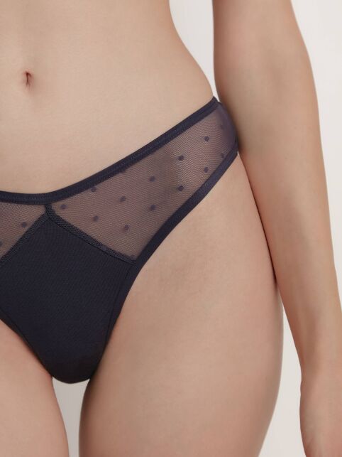 Трусы «бразилиана» с плавной V-образной талией MESH&DOTS COTTON LBR 1871 - купить в интернет-магазине Conte