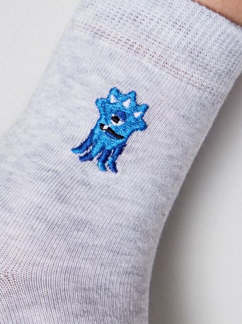 Однотонные носки из хлопка с вышивкой, модель 515 - купить в интернет-магазине Conte