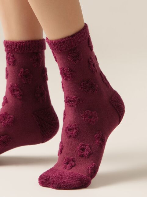 Махровые носки из хлопка с объемным рисунком «цветочки» COMFORT, модель 548 - купить в интернет-магазине Conte