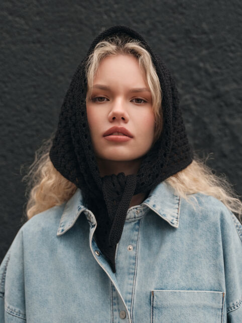 Ажурная косынка из пряжи с хлопком LDK25194 - купить в интернет-магазине Conte