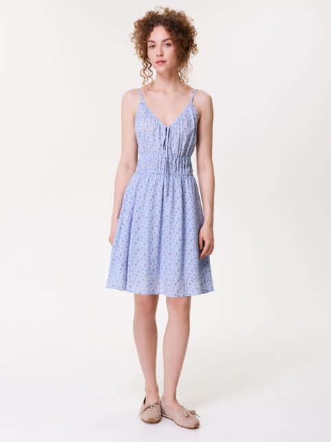 Платье в цветочек на бретелях с жатым эффектом LSF 3816 - купить в интернет-магазине Conte