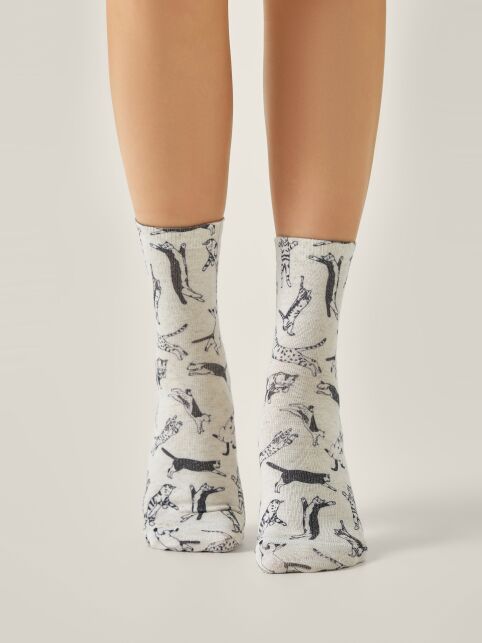Носки со льном из лимитированной коллекции BEST FRIENDS «Коты» - купить в интернет-магазине Conte