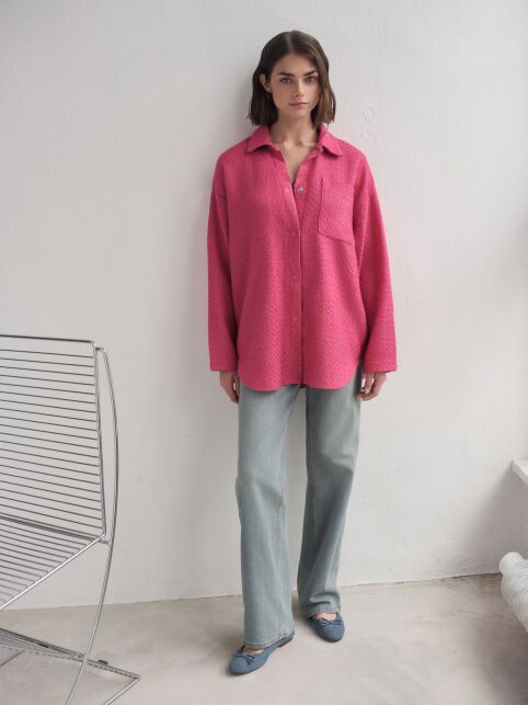 Рубашка розовая из фактурного твида LRU 3268 - купить в интернет-магазине Conte