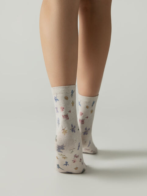 Носки из пряжи со льном «Цветочки» - купить в интернет-магазине Conte