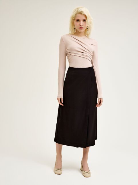 Юбка-midi на запах из костюмной ткани LU 3260 - купить в интернет-магазине Conte