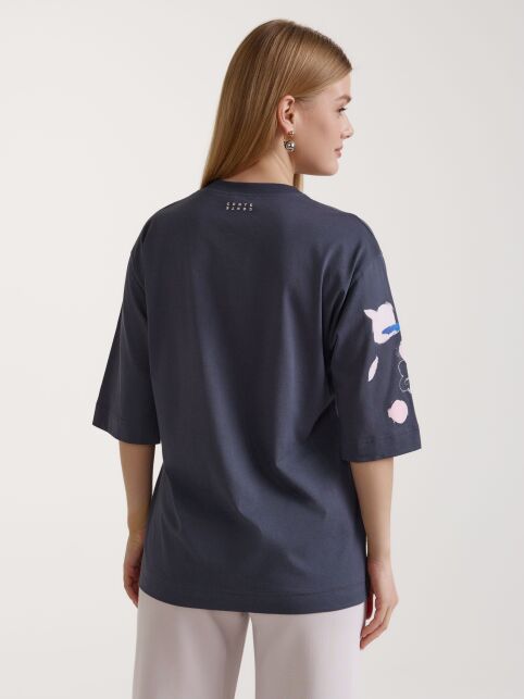 Футболка из хлопка с рисунком «The city flowers» LD 3034 - купить в интернет-магазине Conte