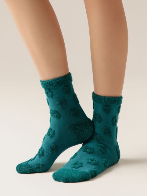 Махровые носки из хлопка с объемным рисунком «цветочки» COMFORT, модель 548 - купить в интернет-магазине Conte