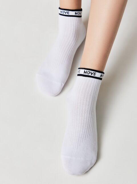 Короткие бело-черные спортивные носки ACTIVE lycra®, модель 580 - купить в интернет-магазине Conte