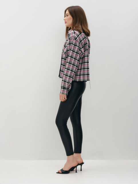 Леггинсы из экокожи на флисе с рельефными швами и кокеткой LLG 3213 - купить в интернет-магазине Conte