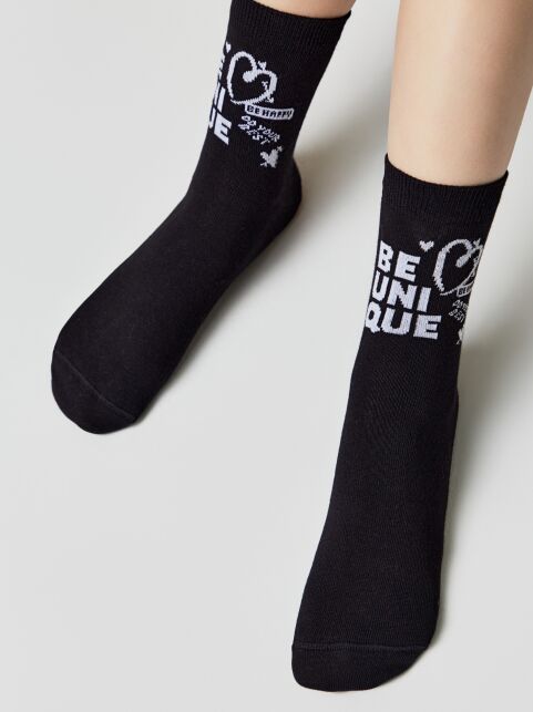 Хлопковые носки с рисунком “Be unique” - купить в интернет-магазине Conte