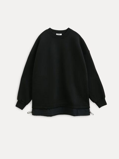 Джемпер из футера с фактурной вставкой по низу LD 3224 - купить в интернет-магазине Conte