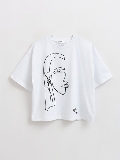 Свободная футболка из хлопка с рисунком «Profile» LD 2675 - купить в интернет-магазине Conte