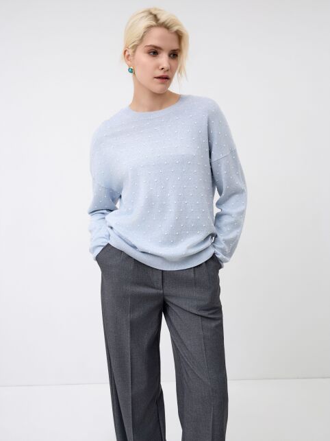 Джемпер с рисунком «в точки» из пряжи с хлопком и модалом LDK 24110 - купить в интернет-магазине Conte