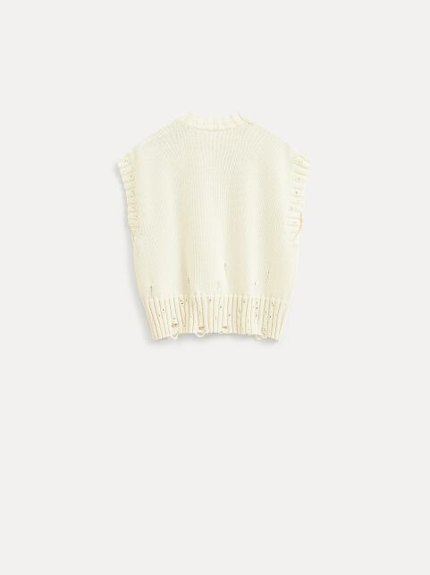 Жилет с имитацией разрывов из пряжи с хлопком LDK2579 - купить в интернет-магазине Conte