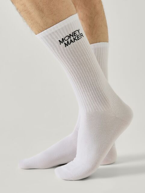 Удлиненные мужские носки в рубчик с вышивкой «Money maker» - купить в интернет-магазине Conte