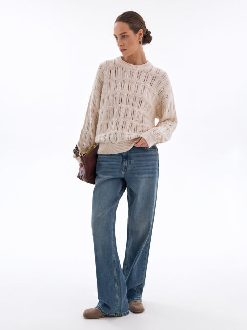 Джемпер ажурного переплетения с V-образным вырезом по спинке LDK2565 - купить в интернет-магазине Conte