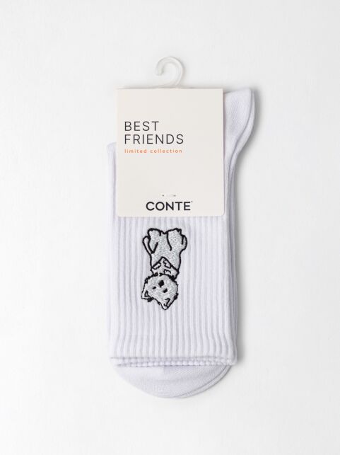 Хлопковые носки с вышивкой «Вестик» из лимитированной коллекции BEST FRIENDS - купить в интернет-магазине Conte